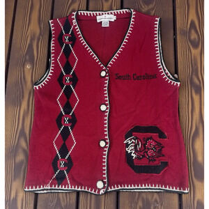 VTG Castles Sport USC South Carolina Gamecocks Sweater Vest Size M Football Fan